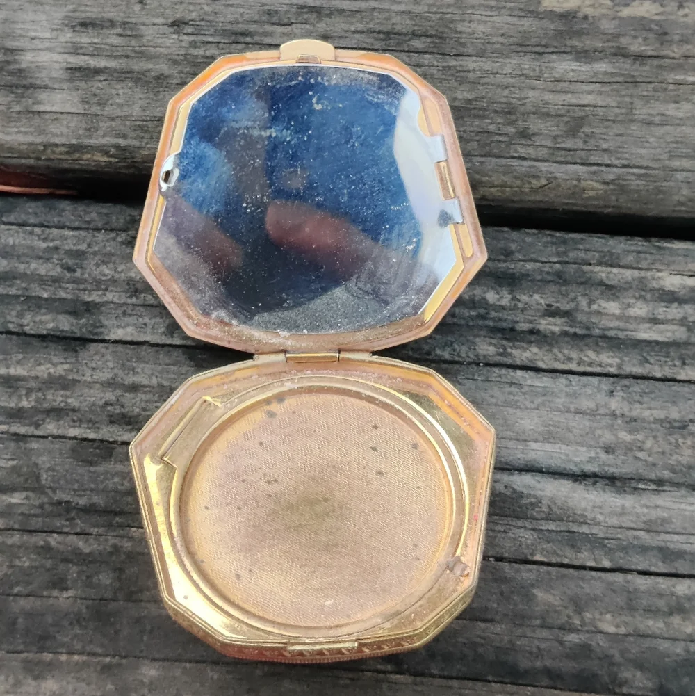 Antique Guilloche Enameled Compact